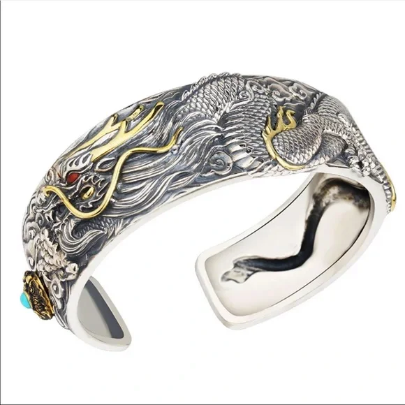 New stainless steel mens silver bramble cuff - Picture 4 of 4